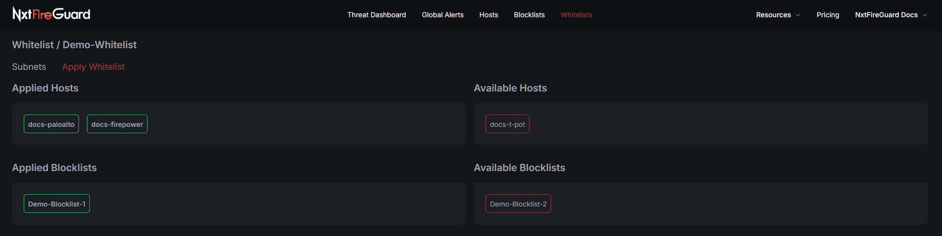 Apply whitelist combined on per host and per blocklist