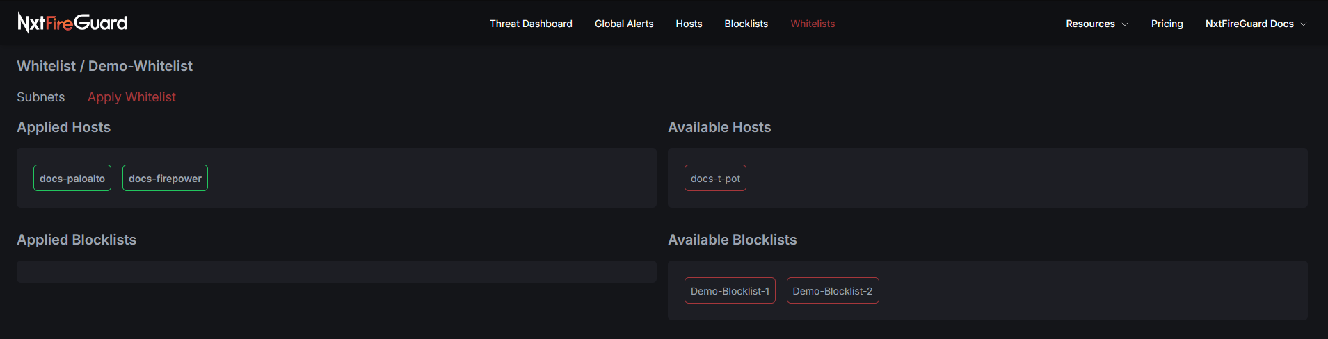 Whitelist auf Host-Basis anwenden